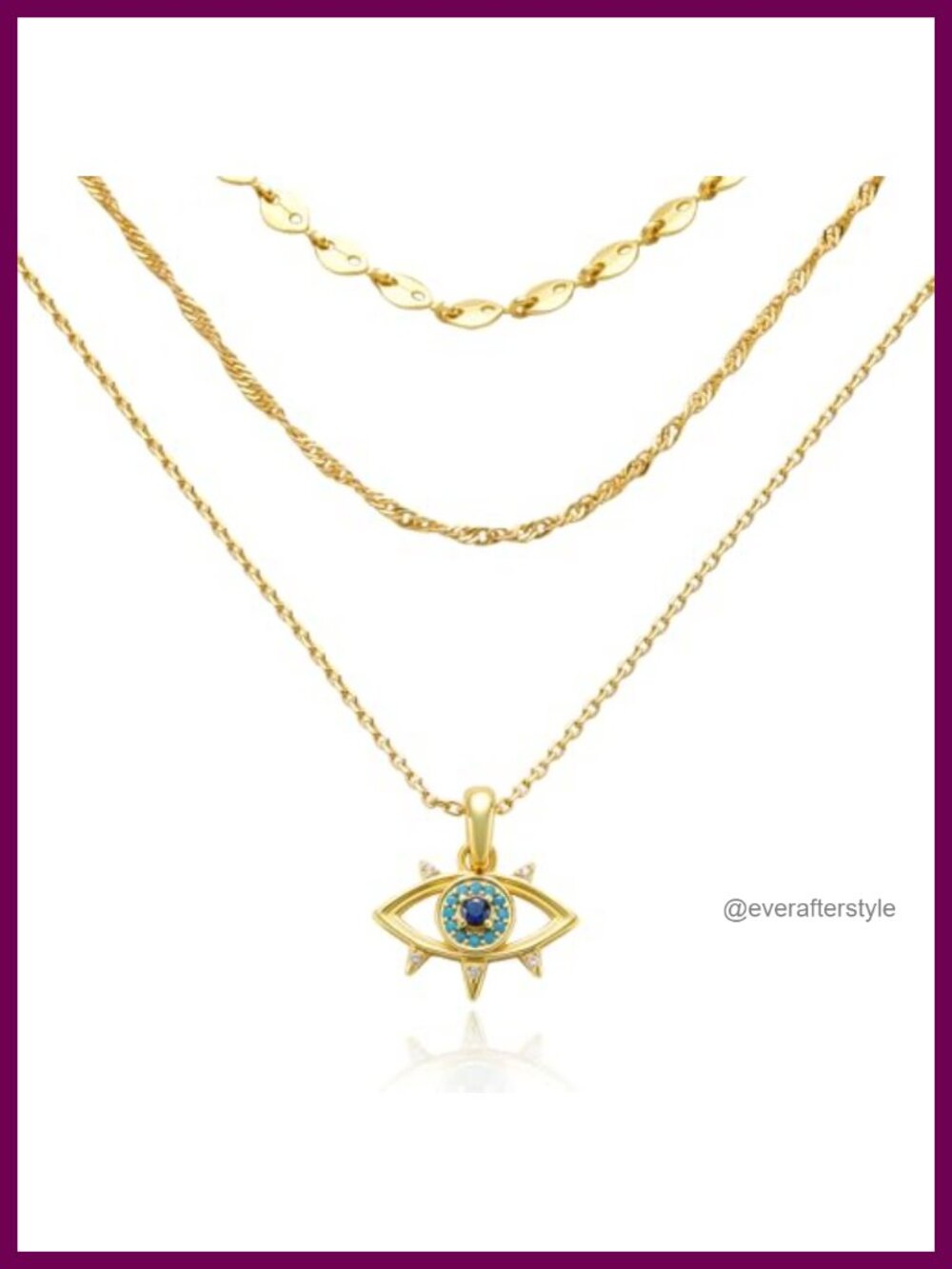 18k Gold Plated Evil Eye Pendant Necklace with CZ Stones